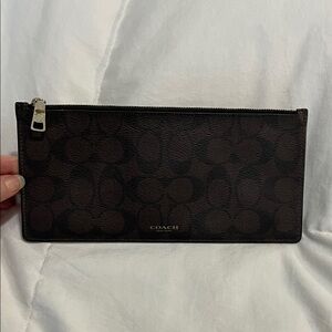 Coach | Signature Monogramed | Brown & Black | Slim | Zipped Top Wallet | Travel